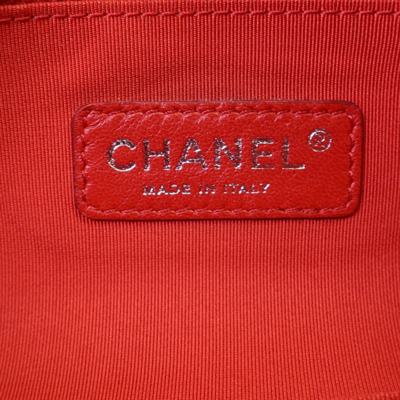 CHANEL 羊皮皮革Chain Shoulder銀扣鏈帶肩背袋-5