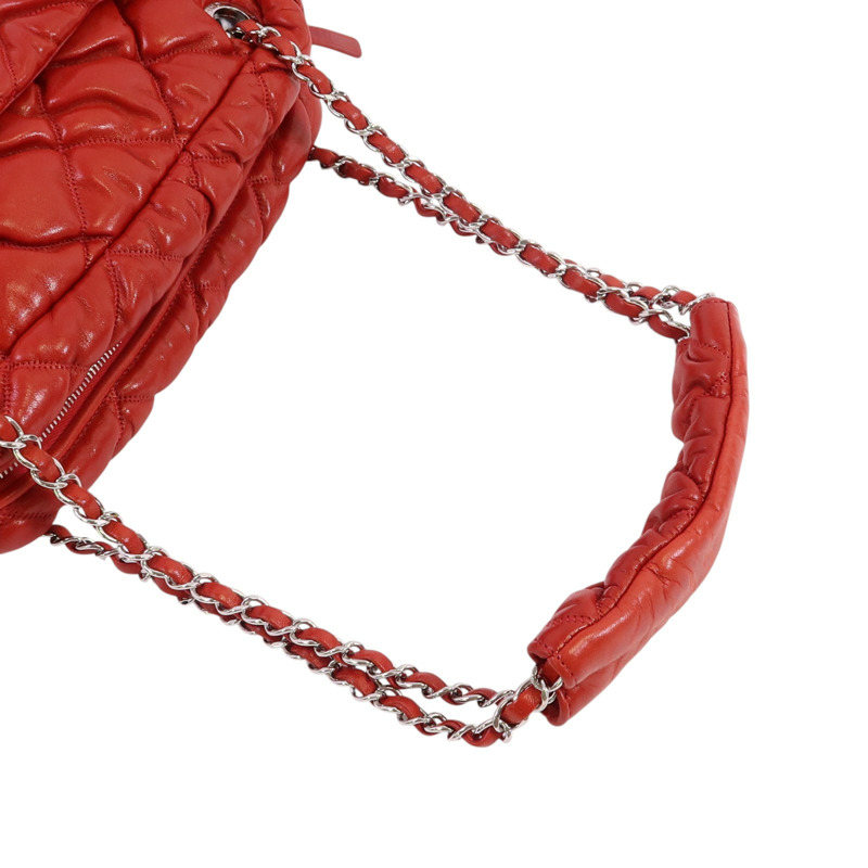 CHANEL 羊皮皮革Chain Shoulder銀扣鏈帶肩背袋-7