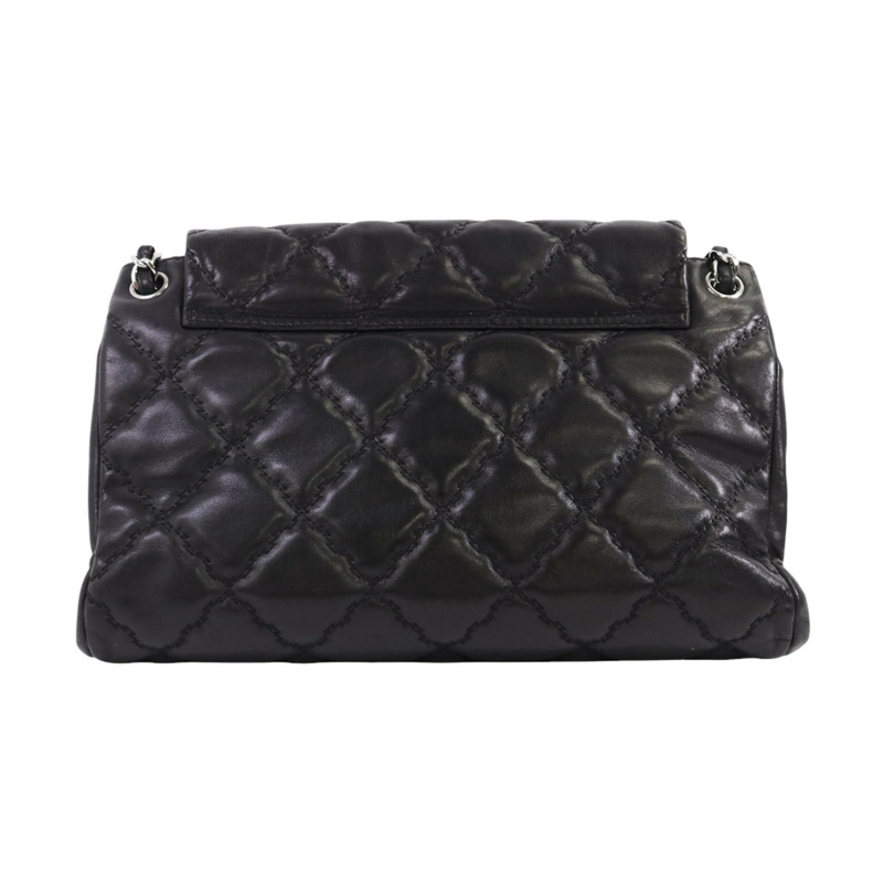 CHANEL 牛皮皮革Chain Shoulder銀扣鏈帶肩背袋-1