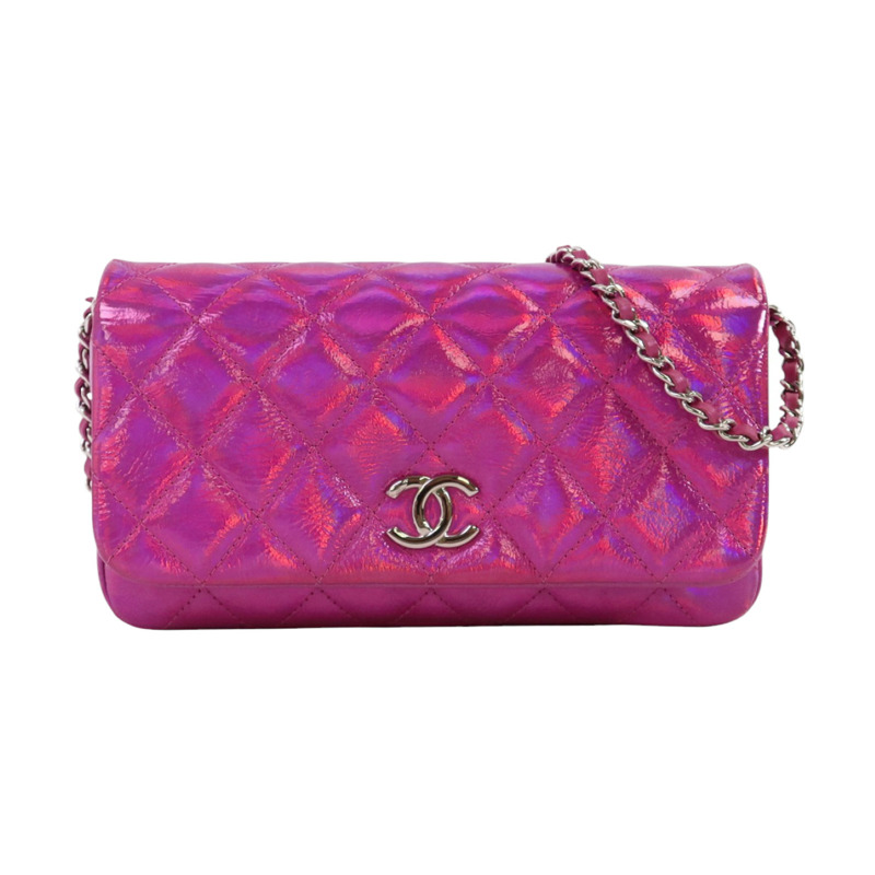 CHANEL 山羊皮革Chain Shoulder銀扣鏈帶肩背袋-0