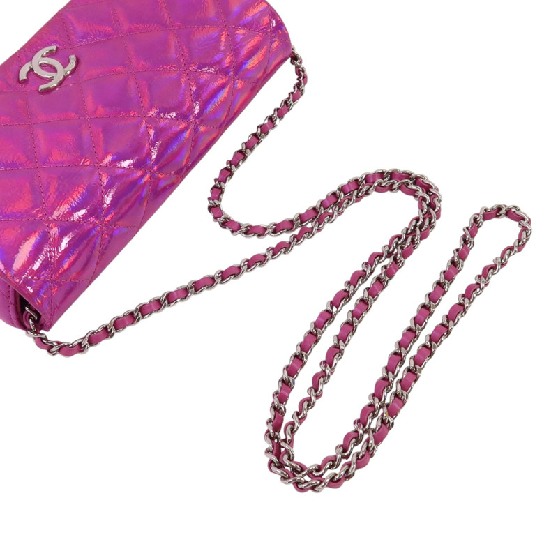 CHANEL 山羊皮革Chain Shoulder銀扣鏈帶肩背袋-7