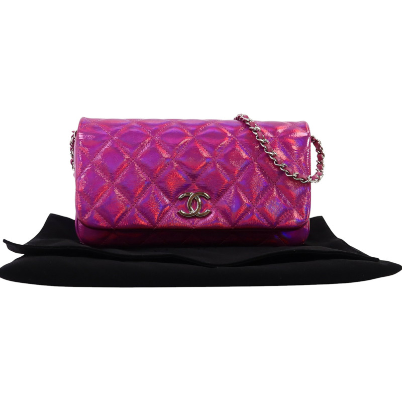 CHANEL 山羊皮革Chain Shoulder銀扣鏈帶肩背袋-9