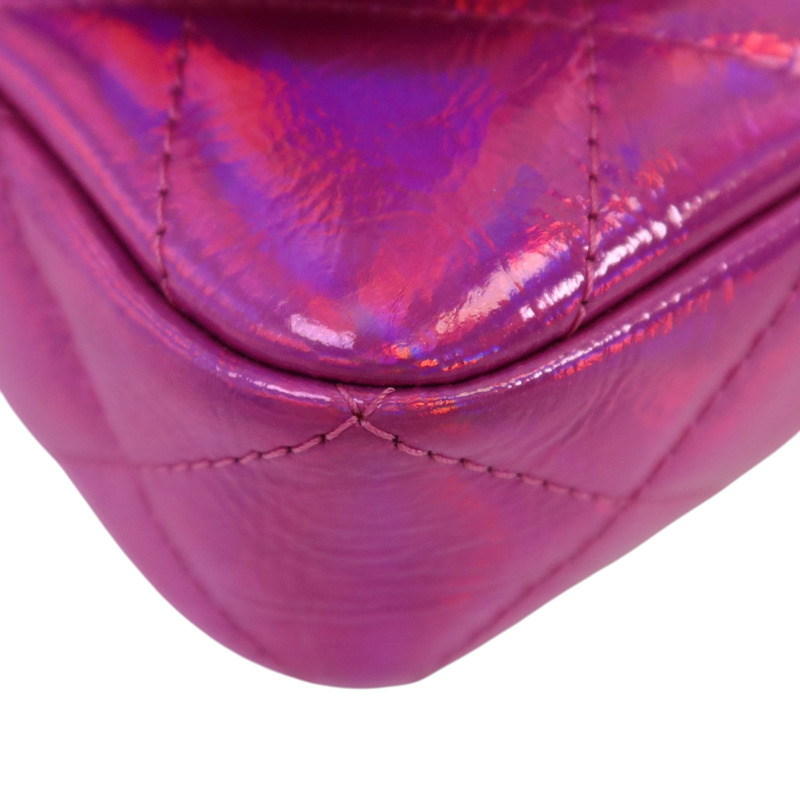 CHANEL 山羊皮革Chain Shoulder銀扣鏈帶肩背袋-10