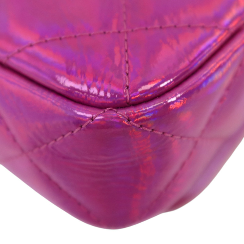 CHANEL 山羊皮革Chain Shoulder銀扣鏈帶肩背袋-13