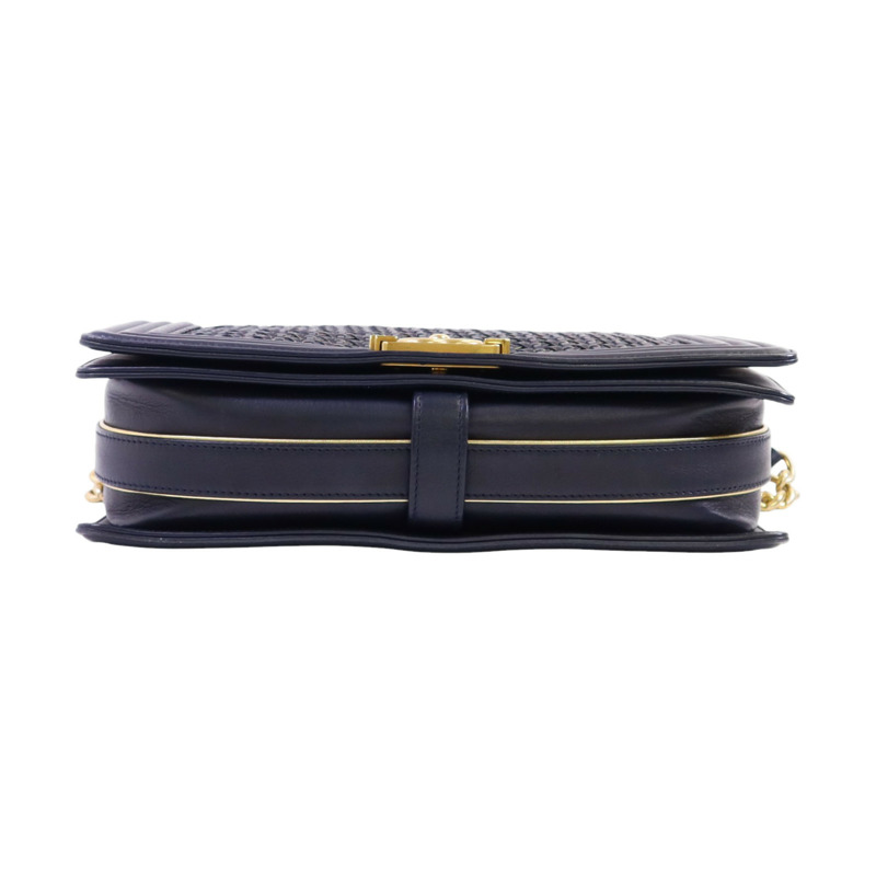 CHANEL 羊皮皮革Boy 28金扣鏈帶肩背袋-3