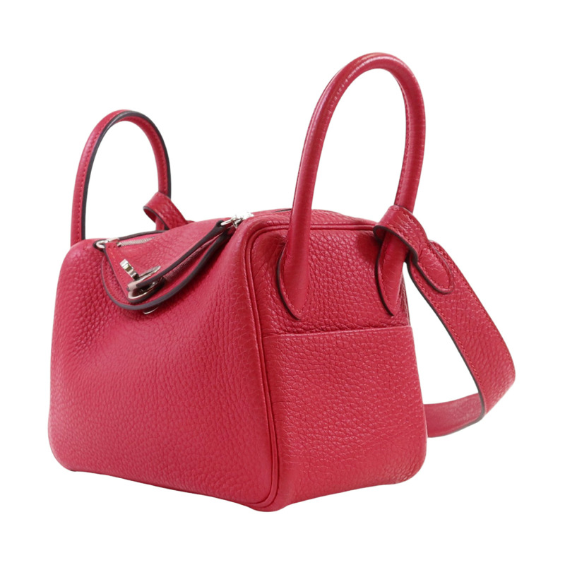 HERMES Togo皮革Mini Lindy銀扣肩背袋-2