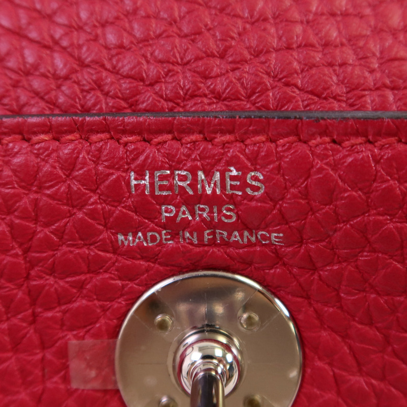 HERMES Togo皮革Mini Lindy銀扣肩背袋-5