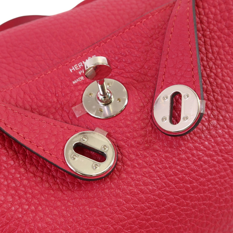 HERMES Togo皮革Mini Lindy銀扣肩背袋-8