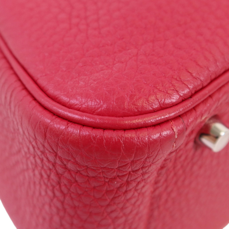 HERMES Togo皮革Mini Lindy銀扣肩背袋-10