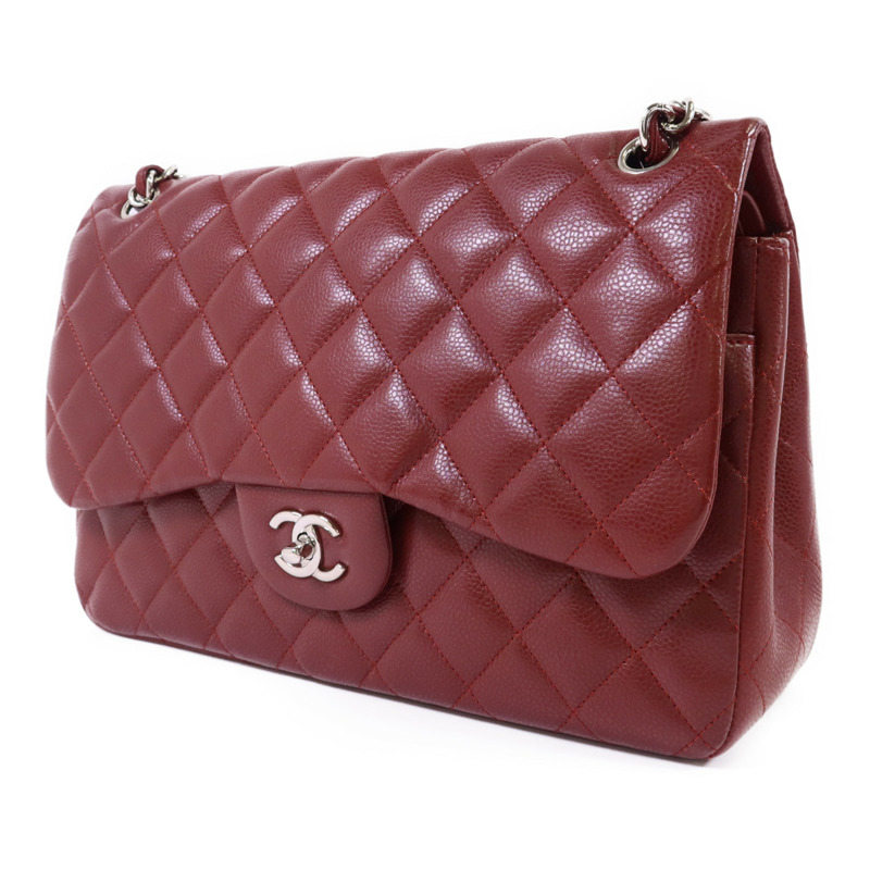 CHANEL 牛皮皮革Large Classic銀扣鏈帶肩背袋-2