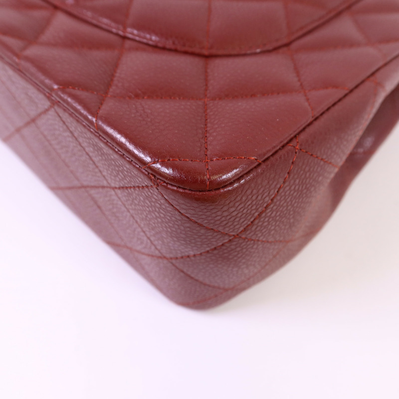 CHANEL 牛皮皮革Large Classic銀扣鏈帶肩背袋-12