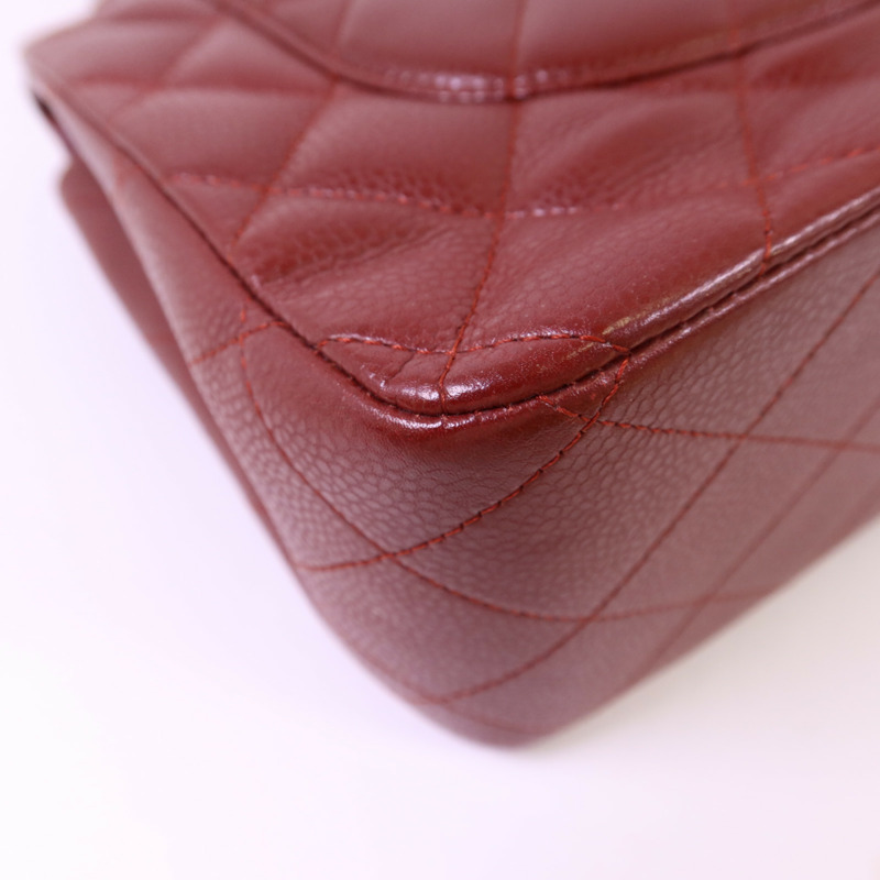 CHANEL 牛皮皮革Large Classic銀扣鏈帶肩背袋-13