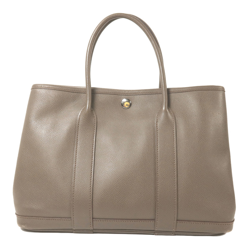 HERMES Epsom皮革Garden Party TPM銀扣手挽袋Etain-1
