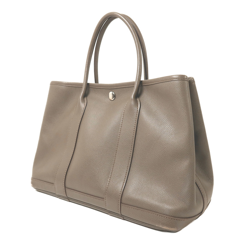 HERMES Epsom皮革Garden Party TPM銀扣手挽袋Etain-2