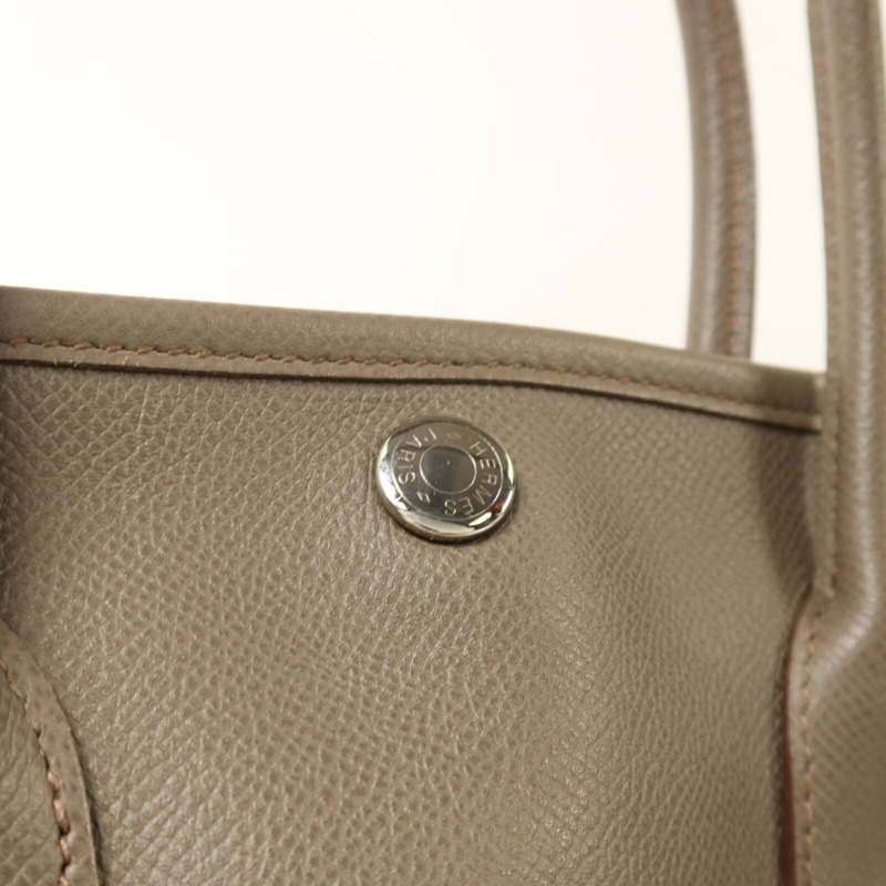 HERMES Epsom皮革Garden Party TPM銀扣手挽袋Etain-7