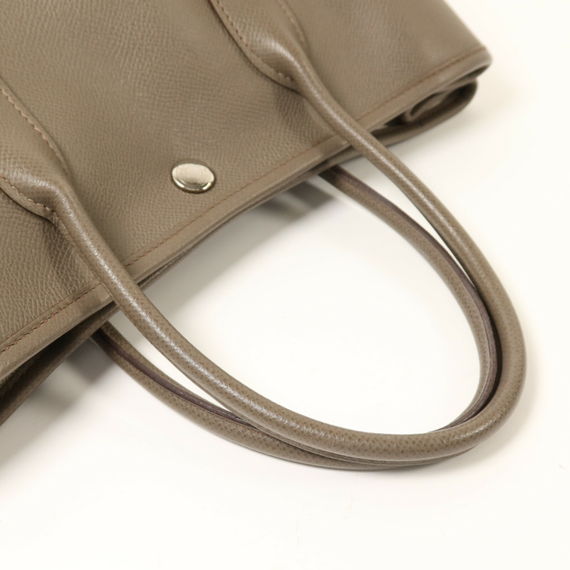 HERMES Epsom皮革Garden Party TPM銀扣手挽袋Etain-8