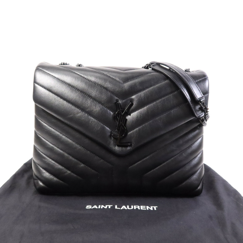 SAINT LAURENT 牛皮皮革LouLou Medium鏈帶肩背袋-9