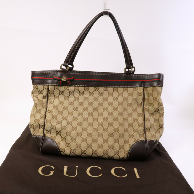 GUCCI 帆布Tote Bag金扣手挽袋-8