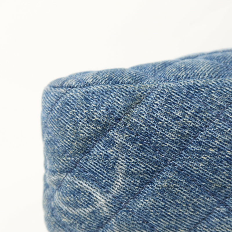 CHANEL 牛仔布Classic 25銀扣鏈帶肩背袋-15