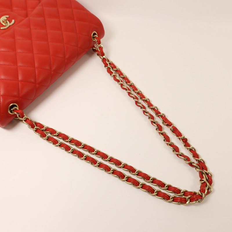 CHANEL 羊皮皮革Large Classic金扣鏈帶肩背袋-7