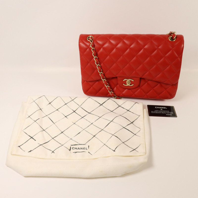 CHANEL 羊皮皮革Large Classic金扣鏈帶肩背袋-9