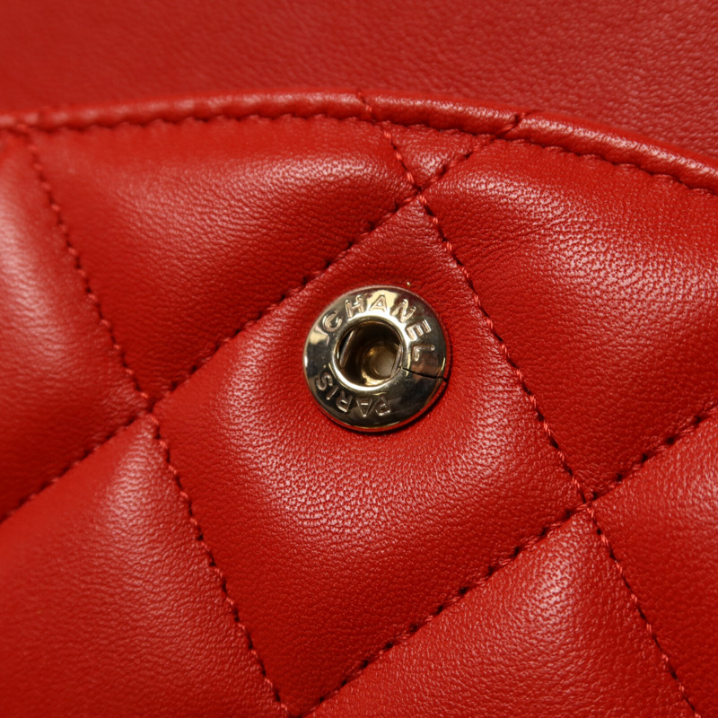 CHANEL 羊皮皮革Large Classic金扣鏈帶肩背袋-14