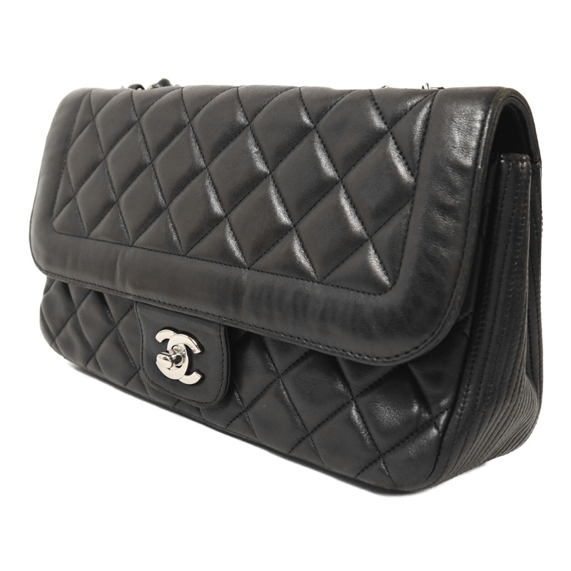 CHANEL 羊皮皮革Chain Shoulder銀扣鏈帶肩背袋-2