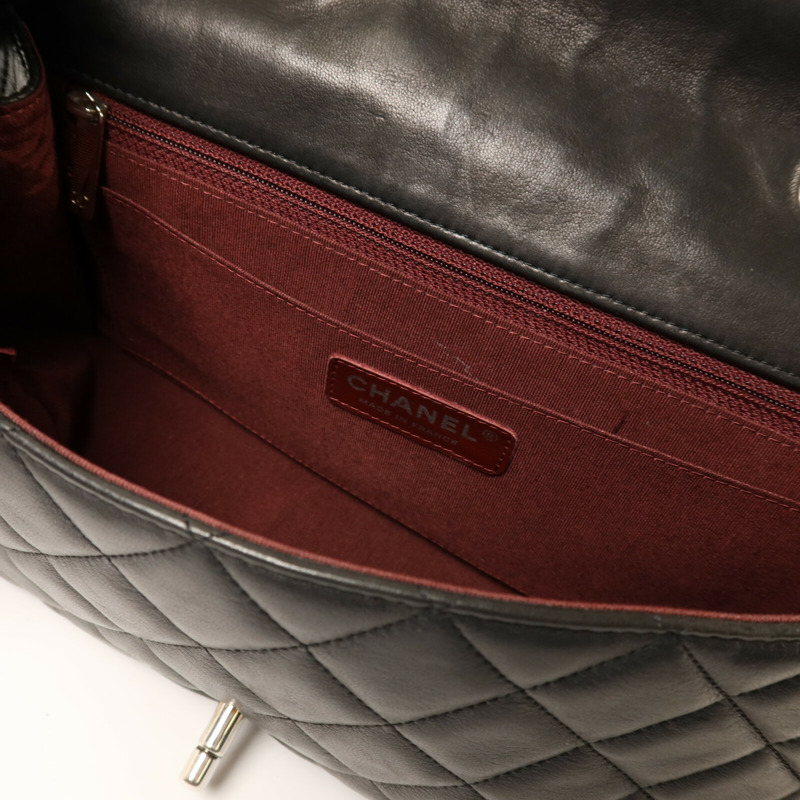 CHANEL 羊皮皮革Chain Shoulder銀扣鏈帶肩背袋-4