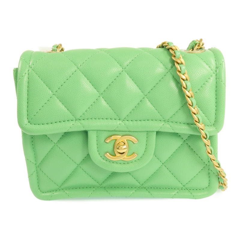 CHANEL 牛皮皮革Chain Shoulder金扣肩背包-0