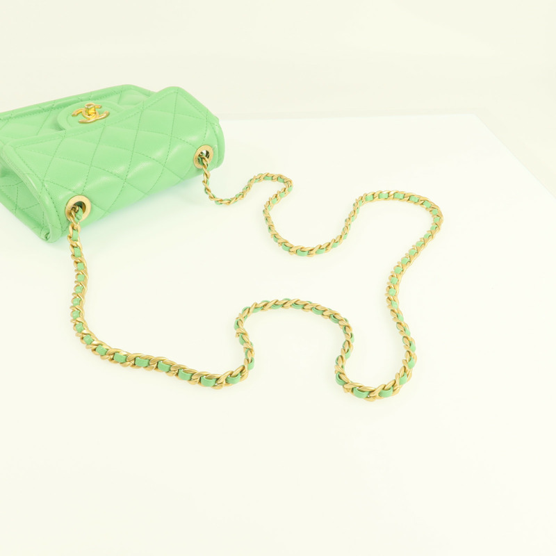 CHANEL 牛皮皮革Chain Shoulder金扣肩背包-8