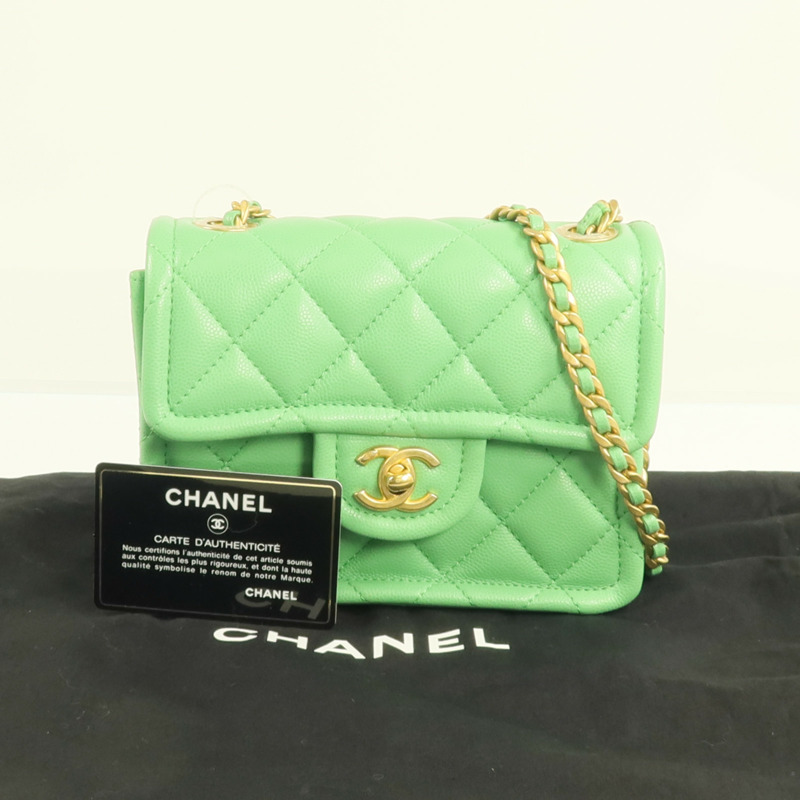 CHANEL 牛皮皮革Chain Shoulder金扣肩背包-9