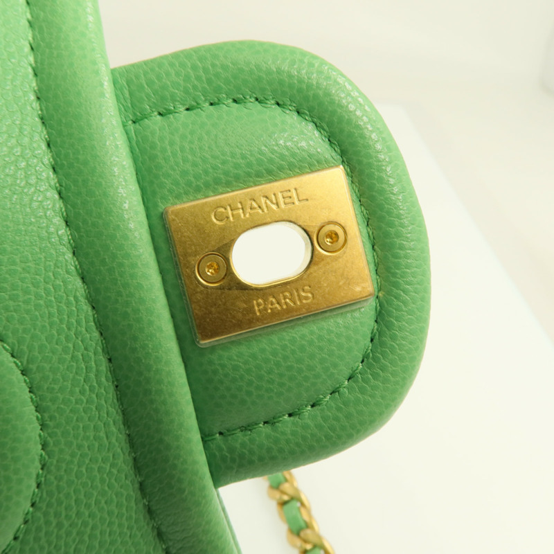 CHANEL 牛皮皮革Chain Shoulder金扣肩背包-11