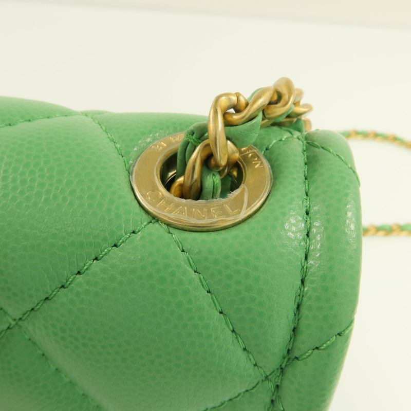 CHANEL 牛皮皮革Chain Shoulder金扣肩背包-12