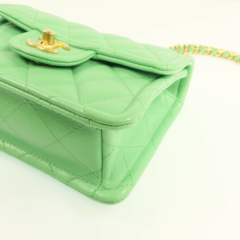 CHANEL 牛皮皮革Chain Shoulder金扣肩背包-13