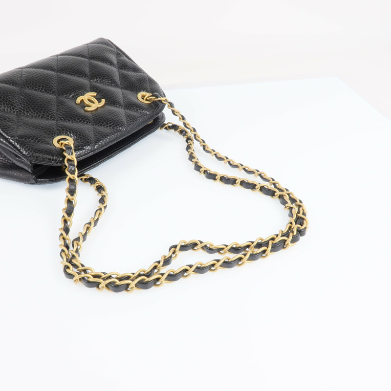 CHANEL 牛皮皮革Bowling Bag金扣肩背袋-7