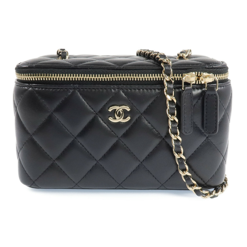 CHANEL 羊皮皮革Vanity Case金扣鏈帶肩背袋-0