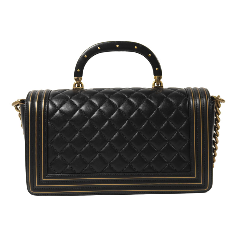 CHANEL 牛皮皮革Boy 25 Studded Handle Flap金扣鏈帶肩背袋-1