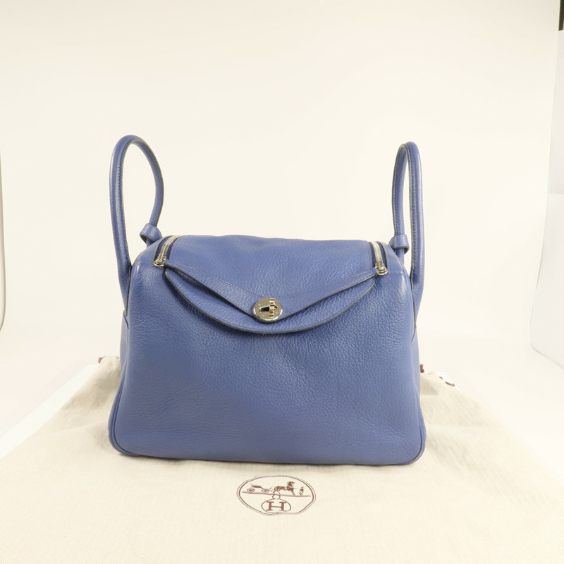 HERMES Clemence皮革Lindy 30銀扣肩背袋-8