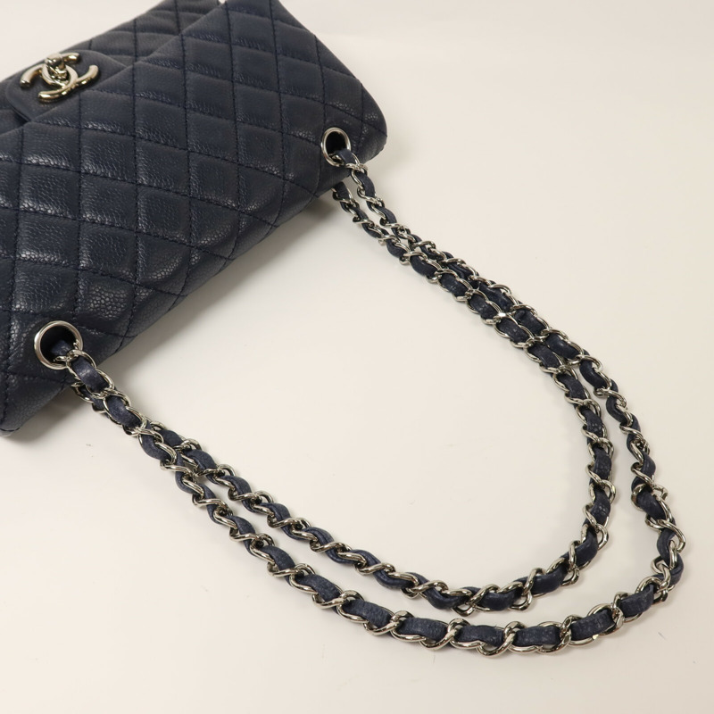 CHANEL 牛皮皮革Classic 25銀扣鏈帶肩背袋-8