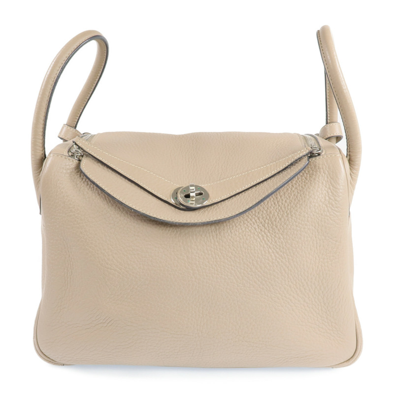 HERMES Clemence皮革Lindy 30銀扣肩背袋-0