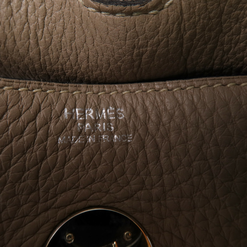 HERMES Clemence皮革Lindy 30銀扣肩背袋-5