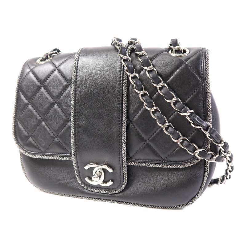 CHANEL 牛皮皮革Chain Shoulder Bag銀扣鏈帶肩背袋-2