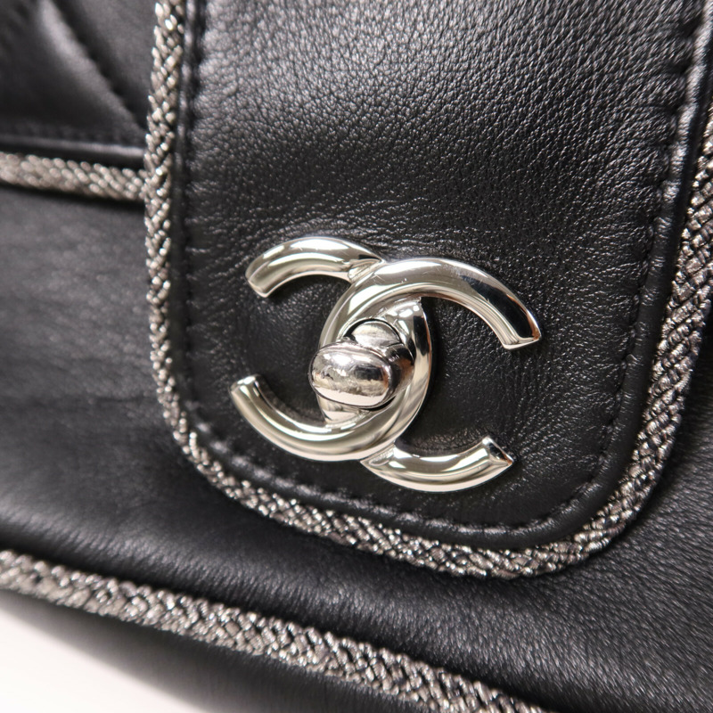 CHANEL 牛皮皮革Chain Shoulder Bag銀扣鏈帶肩背袋-6