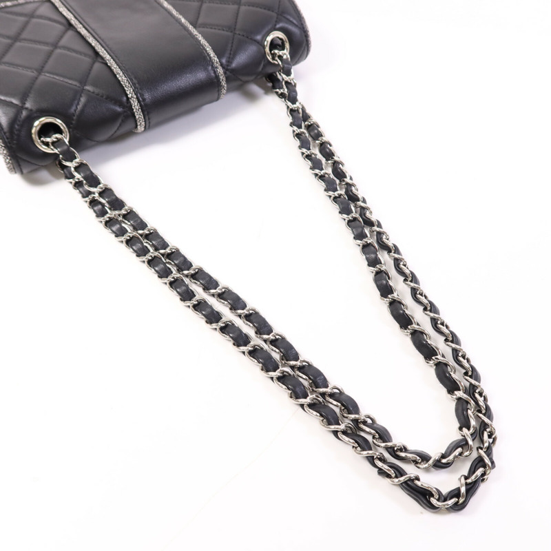 CHANEL 牛皮皮革Chain Shoulder Bag銀扣鏈帶肩背袋-8