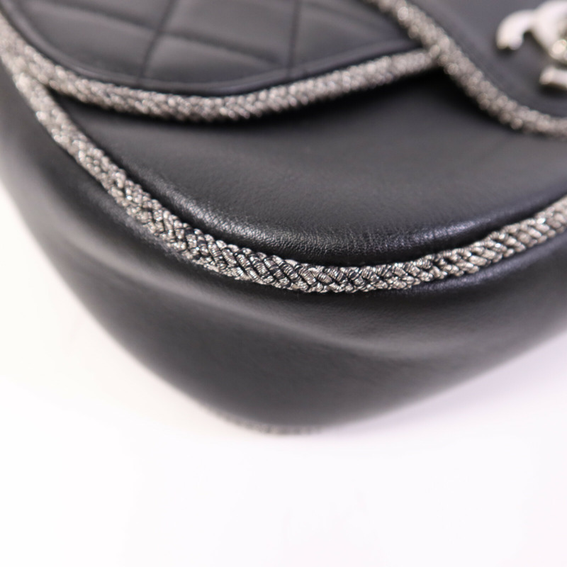 CHANEL 牛皮皮革Chain Shoulder Bag銀扣鏈帶肩背袋-11