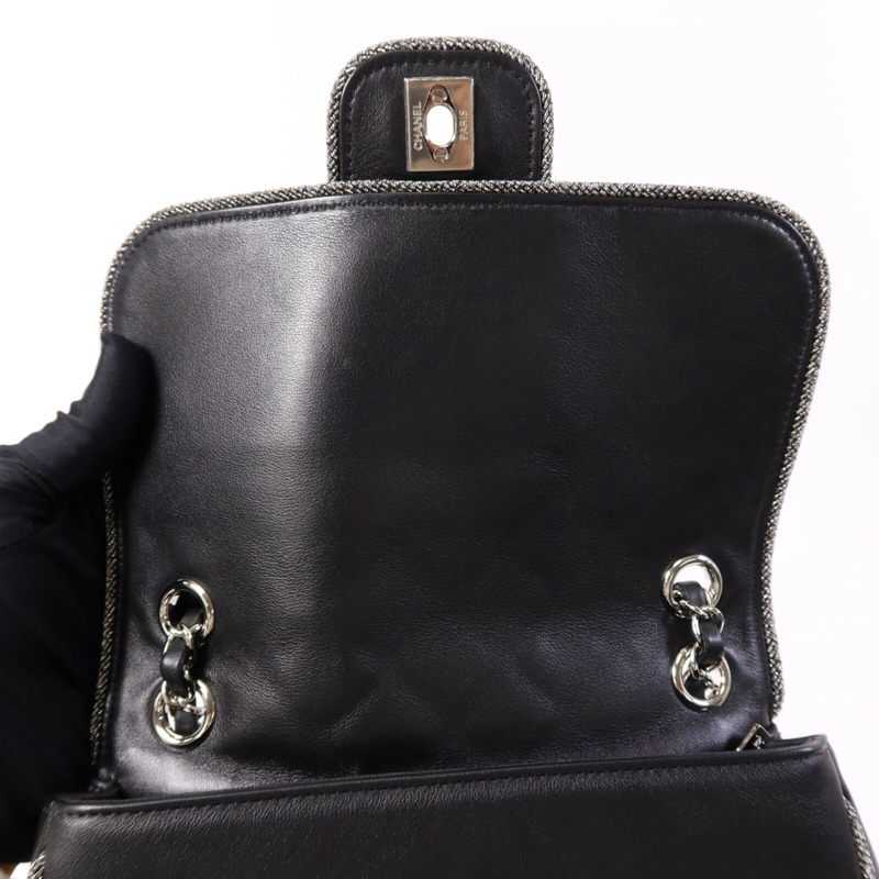 CHANEL 牛皮皮革Chain Shoulder Bag銀扣鏈帶肩背袋-14