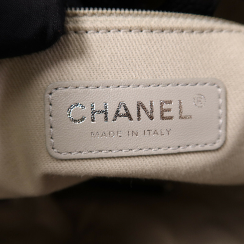CHANEL 牛皮皮革Deauville Tote Bag銀扣手挽袋-5