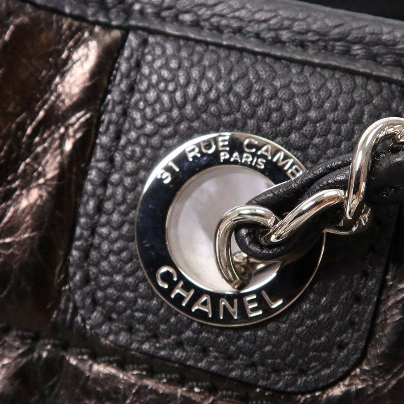 CHANEL 牛皮皮革Deauville Tote Bag銀扣手挽袋-6