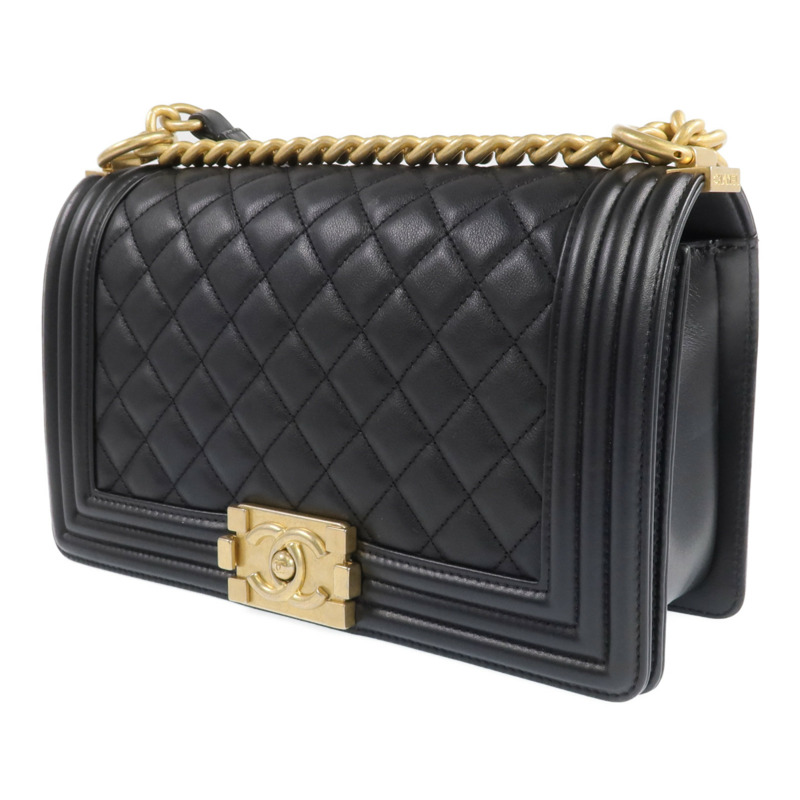 CHANEL 牛皮皮革Boy 25金扣鏈帶肩背袋-1