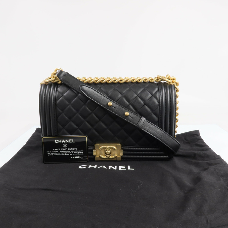 CHANEL 牛皮皮革Boy 25金扣鏈帶肩背袋-9